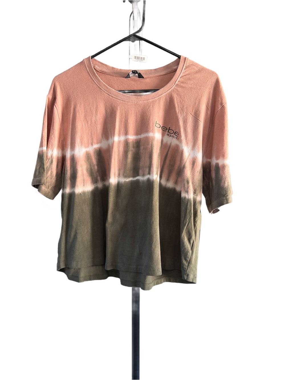 bebe Sport Women's Tie-Dye Short Sleeve Tee — Peach & Olive